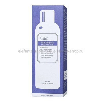 Смягчающий тонер для чувствительной кожи Klairs Supple Preparation Unscented Toner 180ml (51)