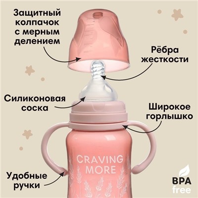 Бутылочка для кормления, широкое горло Little world collection, 270 мл., с ручками