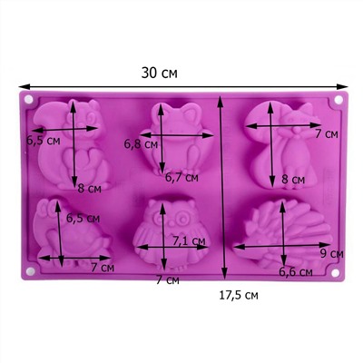 Форма для выпечки 6 ячеек Зоопарк