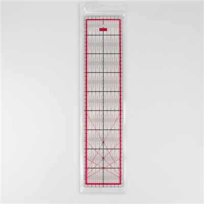 Линейка для квилтинга и пэчворка, 45 × 10 см, толщина 3 мм, цвет прозрачный/розовый