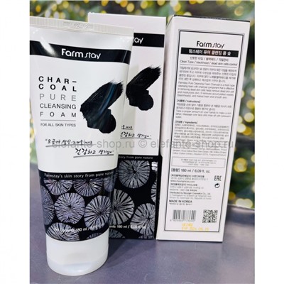 Пенка для умывания FarmStay Charcoal Pure Cleansing Foam, 180 мл (125)