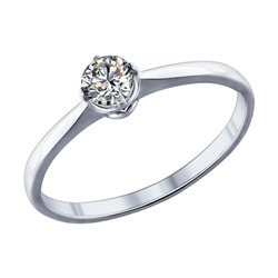 Помолвочное кольцо из серебра с фианитом, 89010023