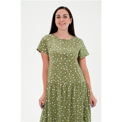 Платье женское из кулирки Кармелита горох зеленый