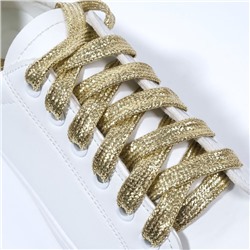 Шнурки для обуви, пара, плоские, 8 мм, 110 см, цвет золотистый