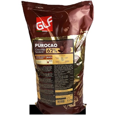 Темный шоколад Purocao  (Пуракао) GLF 62% (39/41) пакет 2,5 кг