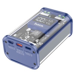 Внешний аккумулятор Hoco J105, 10000 мАч, 2 USB, 1 Type-C, 3 А, дисплей, синий