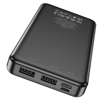 Внешний аккумулятор Hoco J91, 10000 мАч, 2 USB, 2.1 А, дисплей, чёрный