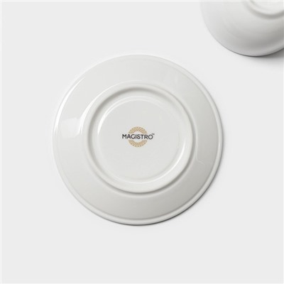 Кофейная пара фарфоровая Magistro La Perle, 2 предмета: чашка 100 мл, блюдце d=11,5 см, цвет белый