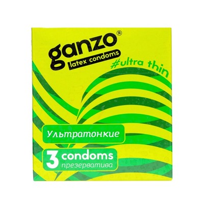 Презервативы «Ganzo» Ultra thin, ультра тонкие, 3 шт.