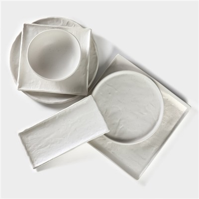 Блюдо фарфоровое для подачи Magistro Slate, 21×1,6 см, цвет белый