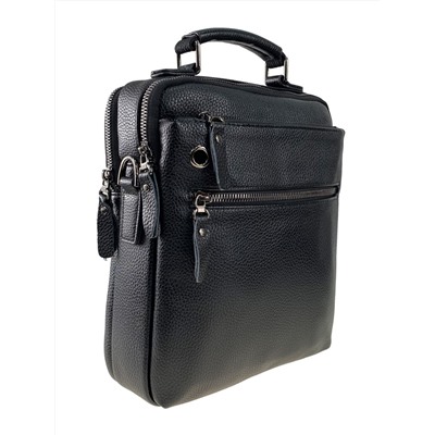 Мужская деловая сумка из фактурной натуральной кожи, цвет чёрный