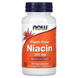 NOW Foods Ниацин без покраснения - 250 мг - 90 растительных капсул - NOW Foods