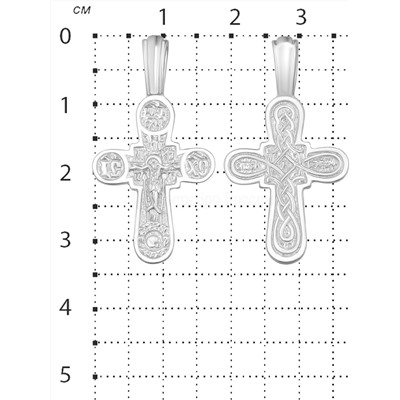 Крест из серебра родированный - 3,3 см 925 пробы 3-481р