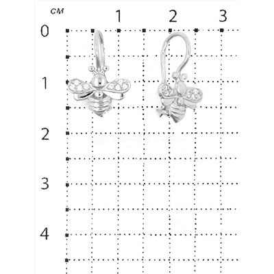 Серьги детские из серебра и фианитами родированные 925 пробы С-3608-Р