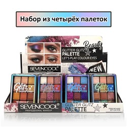 Набор из четырех палеток теней SevenCool Glitter Glitz Deep Eyes Palette No:6422 (106)