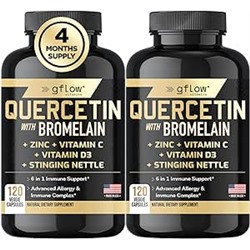 Quercetin with Vitamin C and Zinc - Quercetin 500mg - Quercetin with Bromelain - Zinc Quercetin - Stinging Nettle -240 Veggie Caps. Quercetin Supplements + Vitamin D3 (Non-GMO, Gluten-Free, Vegan)