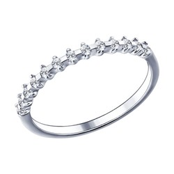 Тонкое кольцо из серебра с фианитами, 94011488