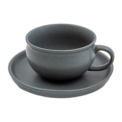 Набор чайный 2пр., чашка 250мл, блюдце 15см, керамика, серый Ivlev Chef Нео