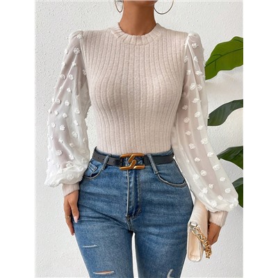 SHEIN Essnce Top Dots с рукавами-фонариками