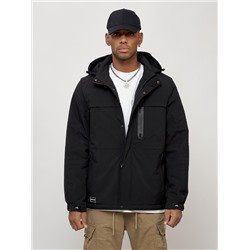 Куртка молодежная мужская весенняя с капюшоном черного цвета 702Ch