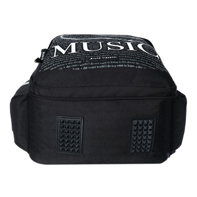 Рюкзак школьный 40 х 30 х 19 см, эргономичная спинка, Bruno Visconti 12-002 SOUNDMANIA, чёрный