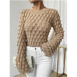 SHEIN Essnce Damen einfarbiger minimalistischer Langarm Pullover, Lässig