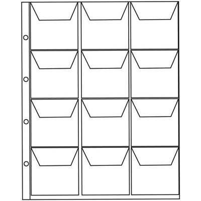 Лист для монет на 12 ячеек, формат OPTIMA (с клапанами)