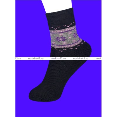 Носки подростковые внутри махра для девочек "Снежинки" арт. 5600