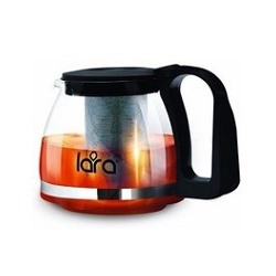 Чайник заварочный 700мл LARA (LR06-07), стальной фильтр, отд. хром, боросилик. стекло /4/