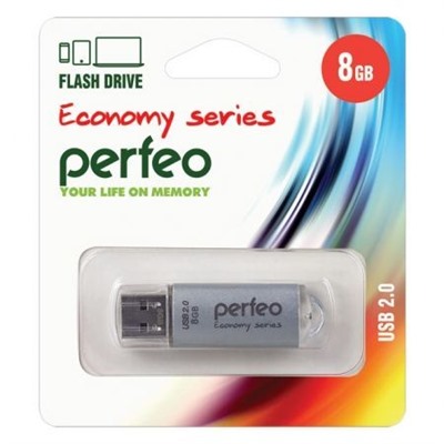8Gb Perfeo E01 Silver Economy Series USB 2.0 (PF-E01S008ES)