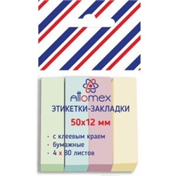 Ярлычки-закладки 50*12 самокл. бумажн «Attomex» 2011702 4цв.*80л. пастель
