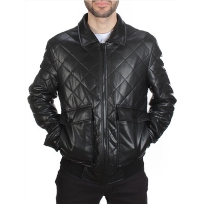 156 BLACK Куртка из эко-кожи мужская (50 гр. синтепон)