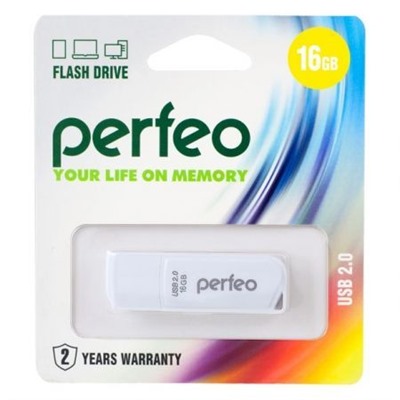 16Gb Perfeo C10 White USB 2.0 (PF-C10W016)