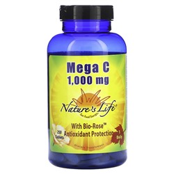 Nature's Life Mega C с био-розой, 1000 мг, 250 таблеток