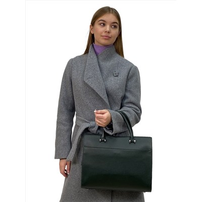 Женская сумка-порфель из натуральной кожи, цвет зеленый