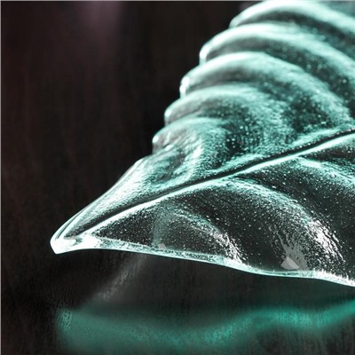 Блюдо стеклянное сервировочное Magistro «Лист», 40,5×23×1,8 см, цвет прозрачный