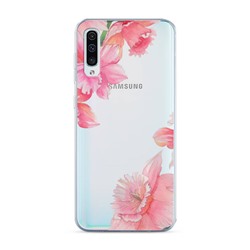 Силиконовый чехол Розовые цветочные уголки на Samsung Galaxy A50