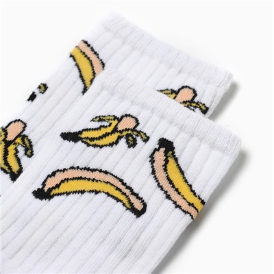 Носки женские "Бананы", цвет белый, р-р 23-25