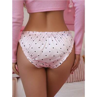 SHEIN PetitDoll 3 Stück/Set Süßes Mädchen Polka Punkt Schleifen Rüschen Saum Unterhosenset