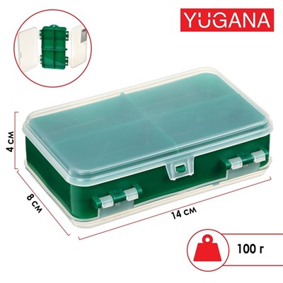 Коробочка для оснастки YUGANA двухсторонняя, 14 x 8 x 4 см, цвет зелёный