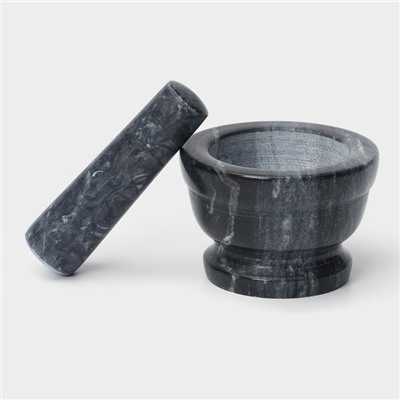 Ступка с пестиком Magistro «Мрамор», 10,5×7 см, камень, цвет чёрный