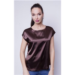 4520-6 блуза атласная нарядная коричневая