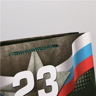 Пакет ламинированный вертикальный «С 23 февраля!», L 31 × 40 × 11.5 см