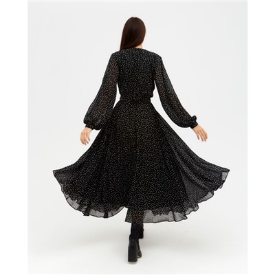 Платье женское с поясом MIST миди, размер 46, чёрный