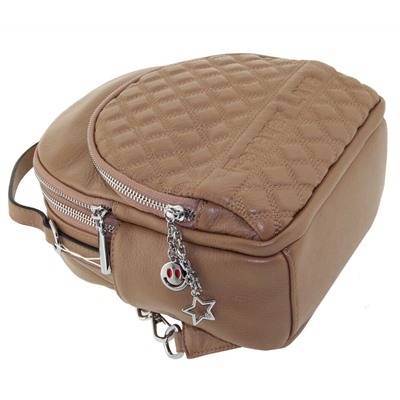 Рюкзак кожаный стеганный карамель LMR 77306-2j