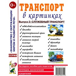 Транспорт в картинках. Выпуск 2. Служебный транспорт. Наглядное пособие для педагогов, логопедов, воспитателей и родителей