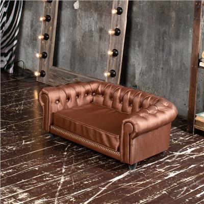 Лежак Oscar, 95х61х34 см, мебельная ткань, размер M, коричневого цвета