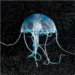 Декор для аквариума "Медуза" силиконовая, флуоресцентная, 10 х 10 х 20,5 см, синяя