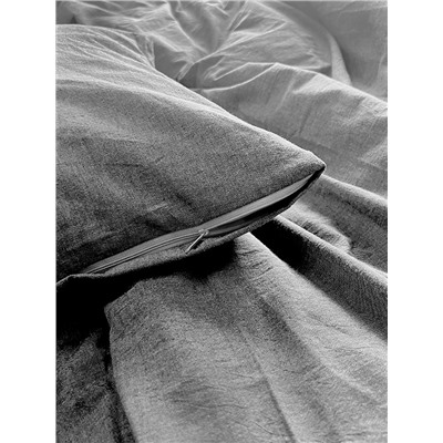 Постельное белье из вареного хлопка ХВ-005 серый меланж