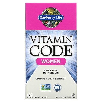 Garden of Life Витамин Code, Мультивитамин из цельных продуктов для женщин, 120 вегетарианских капсул - Garden of Life